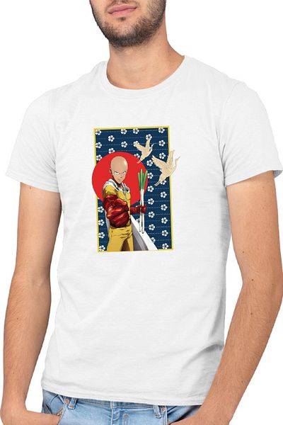 OEM Men's T-shirt One-Punch Man Japanese Pattern Flag Bird