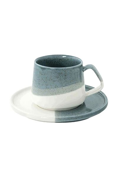 EasyLife Porcelain Microwave and Dishwasher Safe Coffee Cup and Saucer Set 130ml