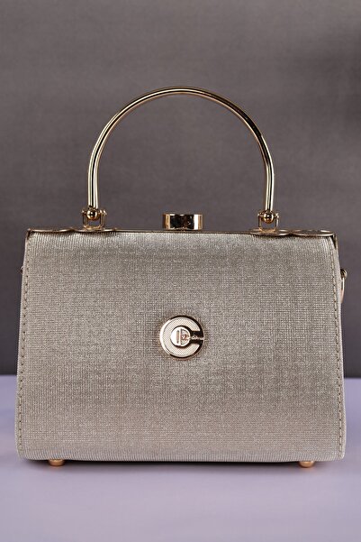 weem bag Elysara Eb0170 |   Pearl Glitter Double Metal Handle Stylish Portfolio Bag
