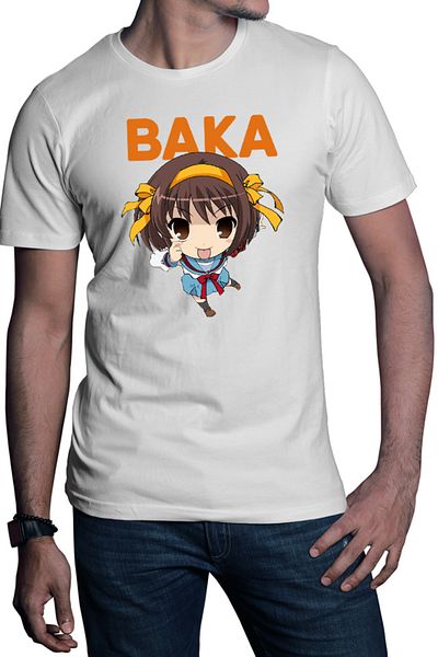 OEM Men's T-shirt Haruhi Suzumiya Baka Emoji Chibi Otaku Anime Japan