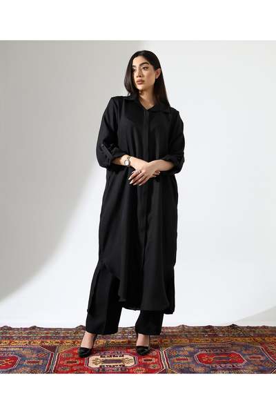 Fi'l Arz Fashion Long Sofia Linen Loose Shirt Suit