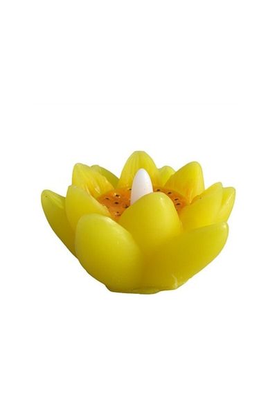OEM Lumânare din plastic în formă de crin cu baterie, plutește pe apă, 9 cm, galbenă