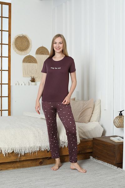LİLA İÇ GİYİM Women's Milan Short Sleeve Pajama Set