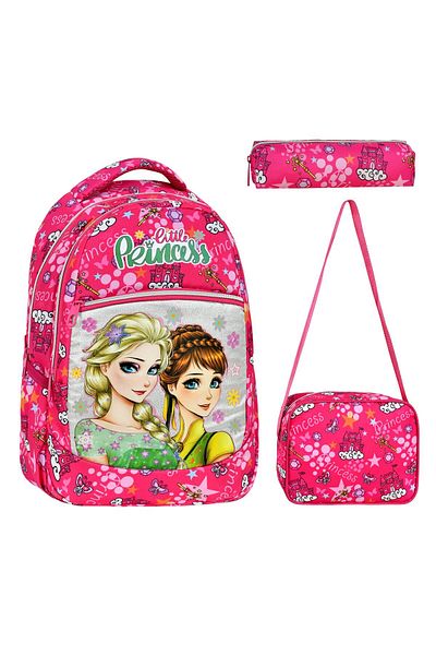 Çanta Trend Set școlar din 3 piese, geantă pentru școală primară cu model înghețat, cutie de prânz, suport pentru stilouri