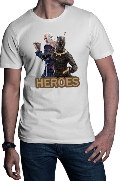 OEM Men's T-shirt Black Panther Witcher Gerald Vampires Medieval