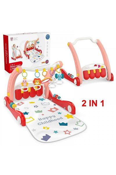 huanger 3-in-1 Activity Center – Playmat with piano, toy arch, and walker function