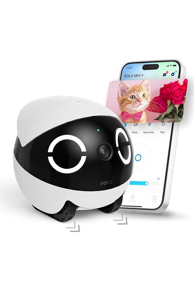 COOYA كاميرا روبوت صغيرة بدقة 2K للحيوانات، مع تطبيق، اتصال باللمس، صوت ثنائي الاتجاه، رؤية ليلية بالأشعة تحت الحمراء، كاشف حركة