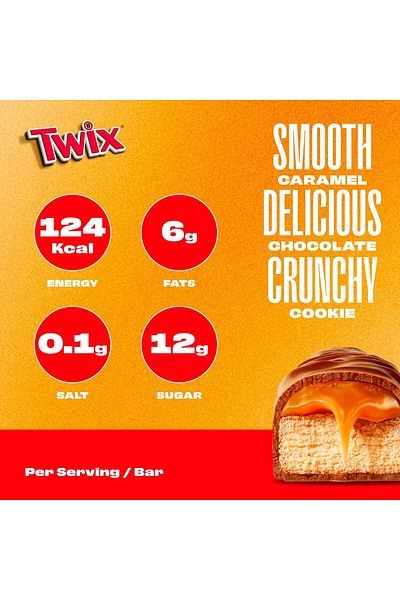 Twix Twix Crunchy Chocolate Bar Topped with Caramel, 40 x 25g Carton