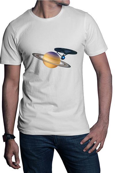 OEM Men's T-shirt Star Trek Enterprise Saturn Solar System Voyager