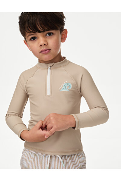 Marks & Spencer Sun Sea Surf' Sloganlı Uzun Kollu Swimsuit (2-8 Yaş)