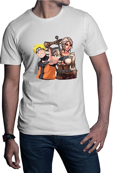 OEM Men's T-shirt The Witcher Ciri Naruto Shippuden Anime Cartoons