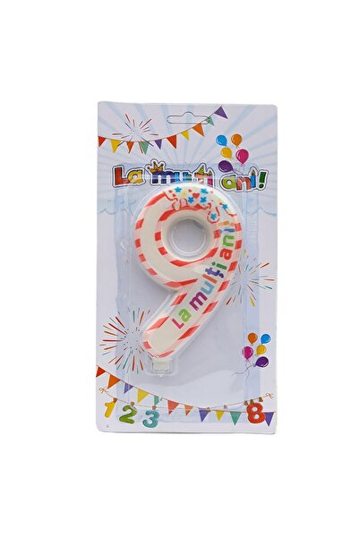 OEM Wax Candle for Anniversary, Number 9, 7x12cm, Multicolor