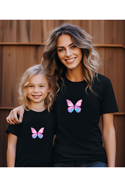 ASELİNDA Tricou combinat mamă-fiu cu imprimeu fluture mic (adăugați 2 bucăți ...