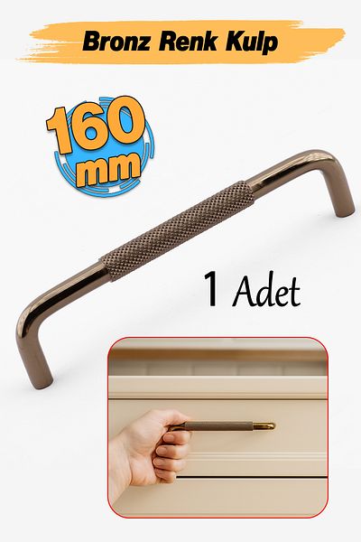 Badem10 Serrated Bronze Metal Handle 160 mm 16 cm Furniture Drawer Cabinet Cupboard Modern Cover Handles
