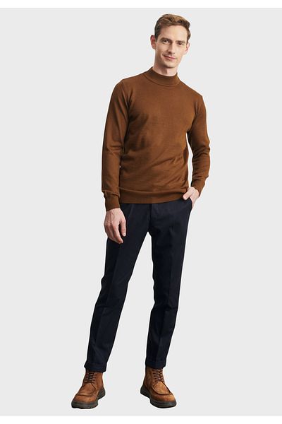AC&Co / Altınyıldız Classics Men's Cinnamon Standard Fit Normal Cut Half Turtleneck Wool Knitwear Sweater