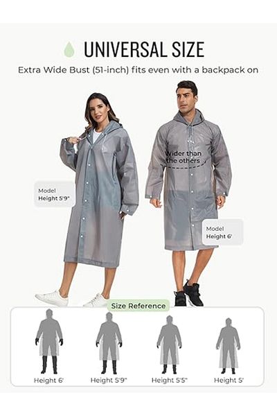 Lumely 1 Pack Raincoat Rain Poncho for Adults,EVA Rain Poncho for Women and Men Reusable Raincoat,XS