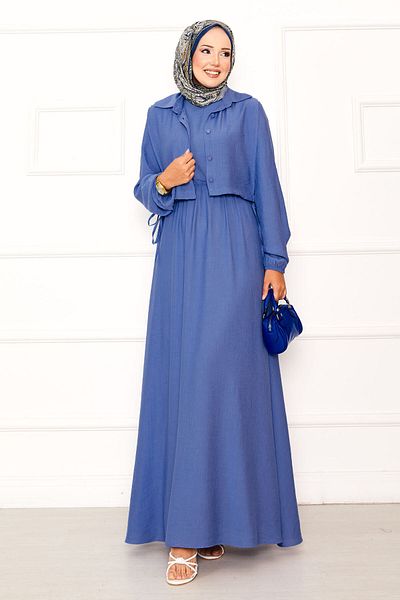 EBRUTESETTÜR Bolero Waist Gathered Hijab Dress Set