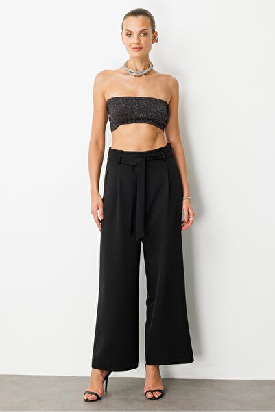 accort Kuşak Detaylı Pantolon-SİYAH