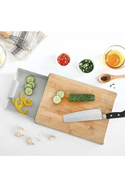 COOYA Cutting Board with Storage Tray,Plastic Tray Storage Container,Easy Waste Removal,Anti-Skid,Hangable