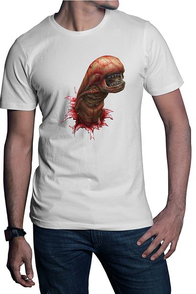 OEM Men's T-shirt Predator Alien Baby Red Monster Terminator