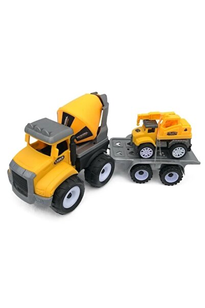 OEM Camion din plastic cu remorcă și echipament, 25x12 cm, galben