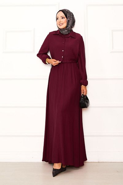 EBRUTESETTÜR Bolero Waist Gathered Hijab Dress Set