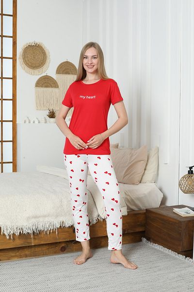 LİLA İÇ GİYİM Women's Milan Short Sleeve Pajama Set