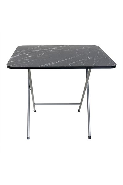 Z-Tools Folding table with mdf top, dimensions 60x80x70cm, black + 2 x folding kitchen chairs ZLN6975_2S