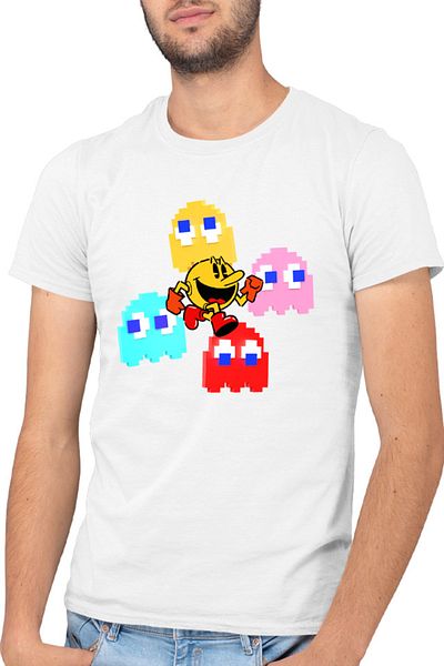 OEM Men's T-shirt Pac Man Ghosts Powerful Arcade Japanese