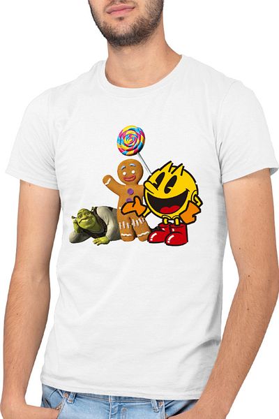 OEM Tricou barbati Pac Man Shrek Cookie Happy