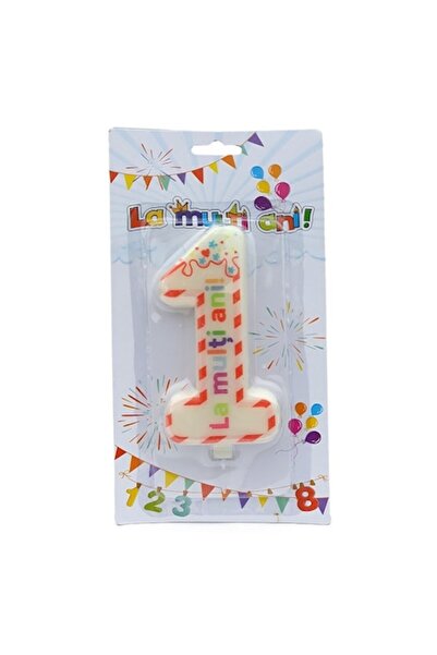 OEM Wax candle for birthday, number 1, 7x12cm, multicolor