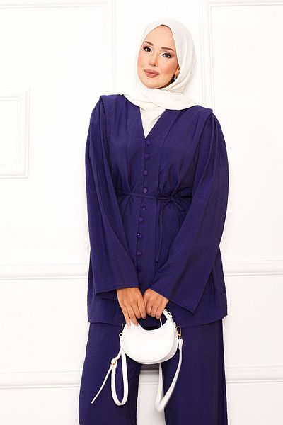 EBRUTESETTÜR Birt Buttoned Mobile Belted Double Suit