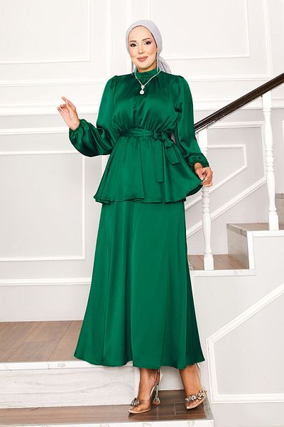 EBRUTESETTÜR Double Hijab Suit with Satin Skirt