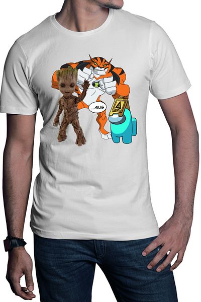 OEM Men's Baby Groot T-shirt Ben 10 Huge Cat Among Us Top