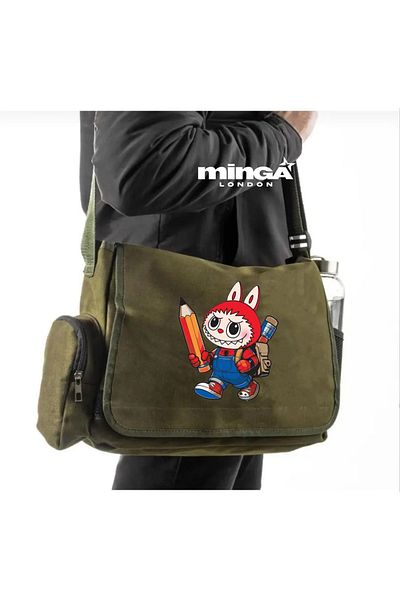 Minga London Khaki Labubu Back to School Messenger Bag -Minga London