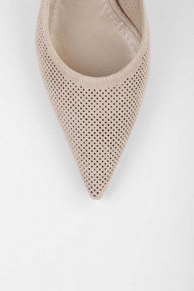 Shoeberry Women's Vanie Skin Suede Laser Perforated Stiletto
