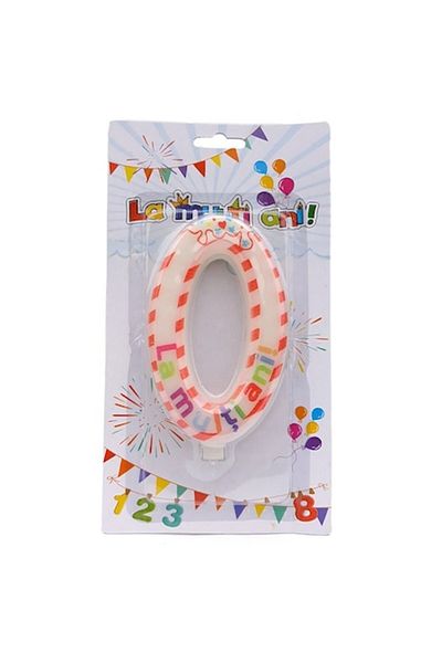 OEM Lumânare din ceară pentru ziua de naștere, numărul 0, multicoloră, 7x12cm