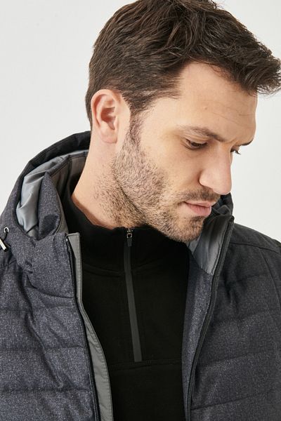 AC&Co / Altınyıldız Classics معطف شتوي كاجوال بغطاء للرأس للرجال باللون الرمادي ذو قصة عادية وبطانة كاملة