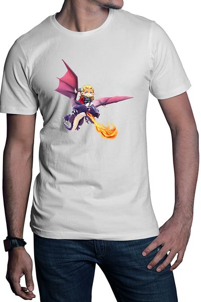 OEM Men's T-shirt Clash of Clans Dragon Fire Thor Chibi Anime Version