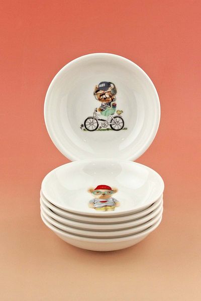 Bursa Porselen Dekor Teddy Bear 6 Pieces Porcelain Snack Bowl