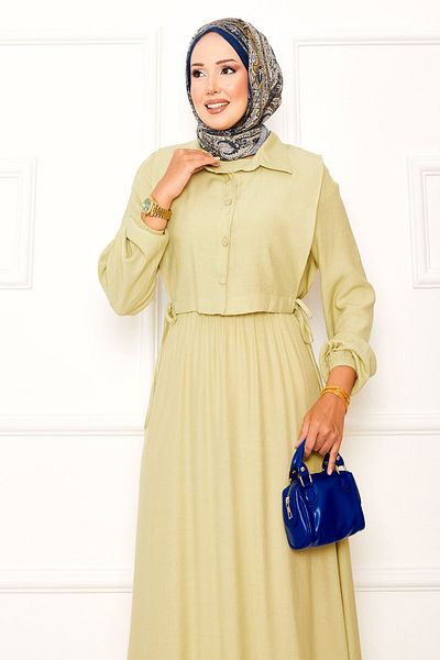 EBRUTESETTÜR Bolero Waist Gathered Hijab Dress Set