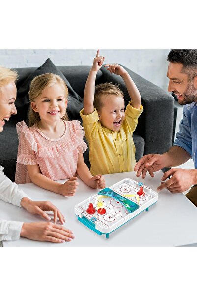 Flippy Ice Hockey Table with Scoreboard, 2 Pucks, ABS, for Ages 5+, 28x8x16 cm, White/Blue