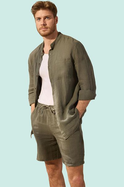 PayBuy Men's Regular Fit Linen Shorts Color Pipe Leg Is a Must-Have in Summer the Place Where Style Meets