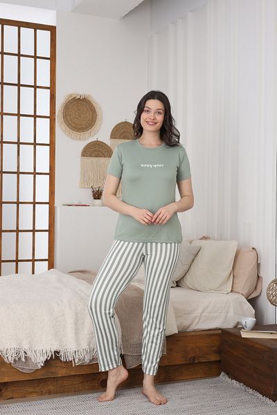 LİLA İÇ GİYİM Women's Milan Short Sleeve Pajama Set