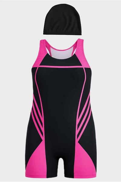 MODANINO Girls' Swimsuit Set with Swimming Shorts and Bouncing Jumpsuit 5-16 Years 12232