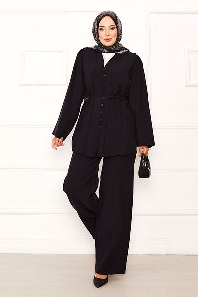 EBRUTESETTÜR Birt Buttoned Mobile Belted Double Suit