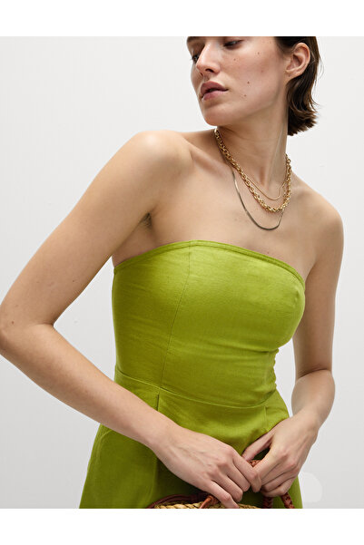 Marks & Spencer Keten Karışımlı Midaxi Elbise