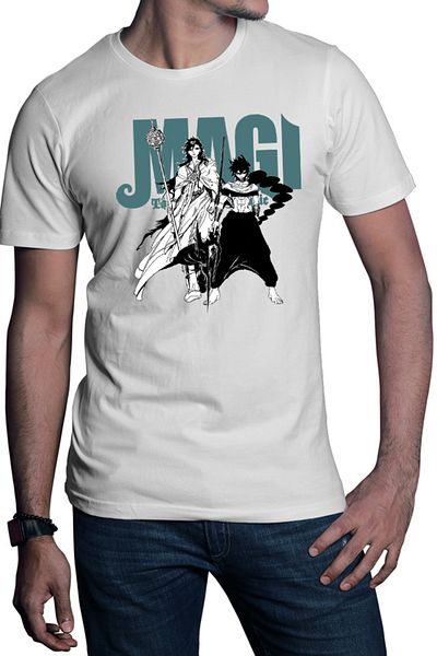 OEM Men's T-shirt Magi The Labyrinth of Magic Group Photo Judar Sinbad Manga Style