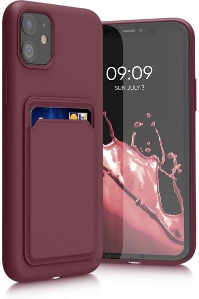 m.tk moveteck İphone 11 Kılıf Kamera Ve Köşe Korumalı Kartlıklı Cüzdanlı Yumuşak Renkli Silikon Kapak içi Kadife