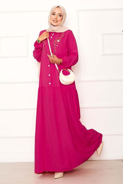 EBRUTESETTÜR Embroidery Detailed Half Button Dress